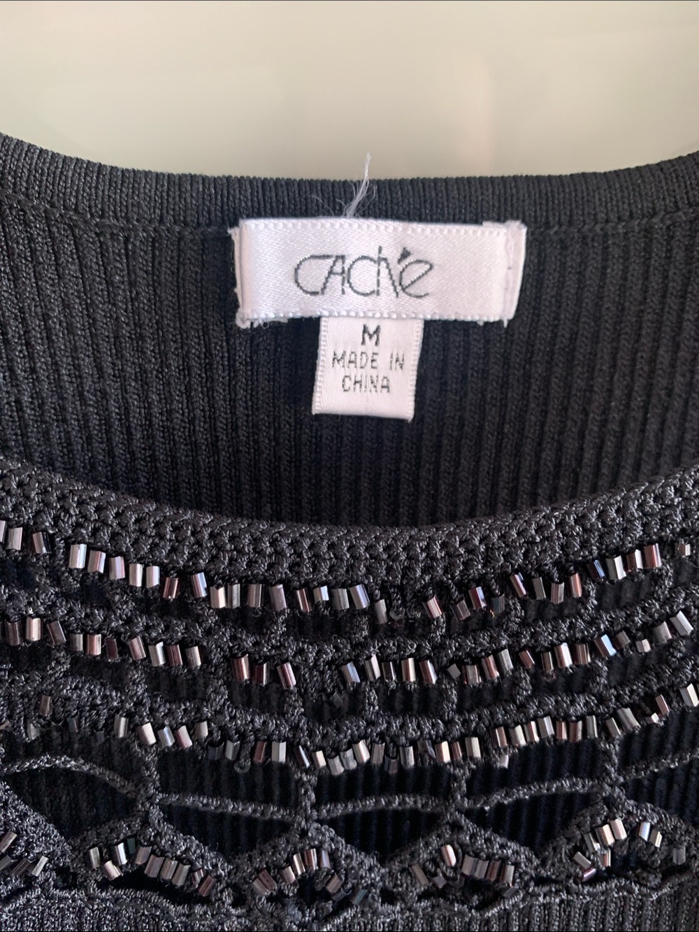Cache Black Crochet Yoke Ribbed Tank - Picture 3 of 4